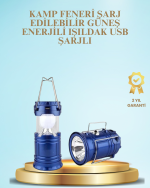 Güneş Enerjili Kızaklı Şarjlı Büyük Boy Kamp Feneri – USB Çıkışlı, Katlanabilir, Çok Fonksiyonlu - Görsel 5