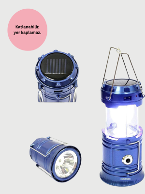 Güneş Enerjili Katlanabilir Kamp Feneri – USB Şarjlı, Hafif ve Çok Fonksiyonlu