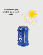 Güneş Enerjili Katlanabilir Kızaklı Kamp Feneri – USB Şarjlı, Çok Yönlü ve Dayanıklı Tasarım - Görsel 2
