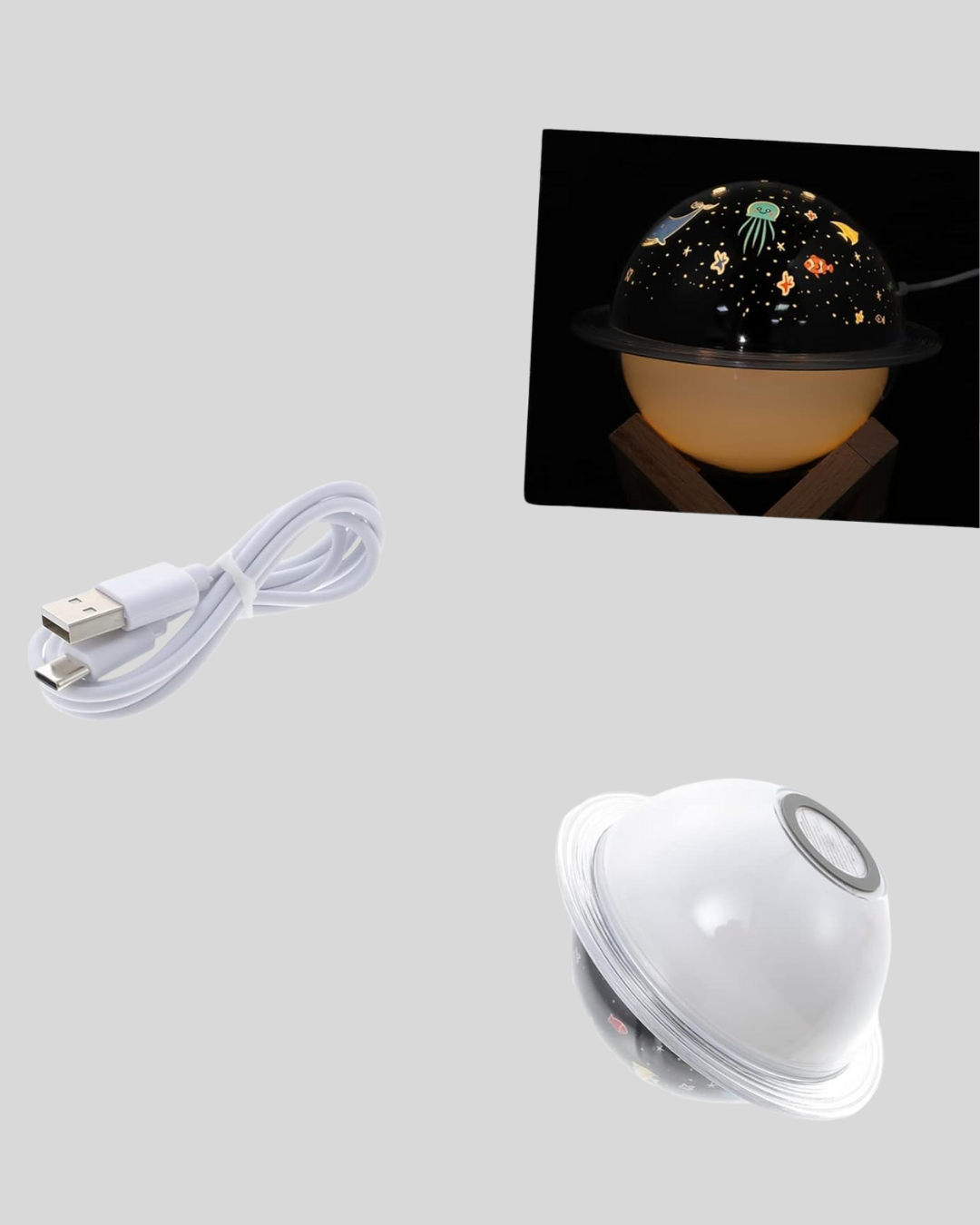 1238631_10-76.png Projektör ışıklı ve aromaterapi destekli taşınabilir nemlendirici cihaz USB bağlantılı - Görsel 1