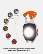 Mini LED Anahtarlık Fener – Şişe Açacağı, Tornavida, Düdük ve USB Şarj Özellikli - Görsel 2