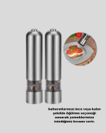 Modern Otomatik Baharat Öğütücü Seti – Pilli, Paslanmaz Çelik, LED Aydınlatmalı - Görsel 2
