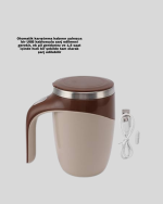 Paslanmaz Çelik Şarjlı Karıştırma Kupa – Otomatik Manyetik Blender Fincan - Görsel 4