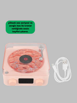 Retro Bluetooth Hoparlör – Yumuşak Gece Lambası ve Saat Göstergeli