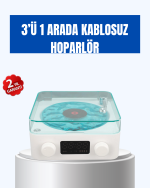 Retro Tasarımlı Gece Lambalı Bluetooth Hoparlör – Saat ve Pil Göstergeli - Görsel 5