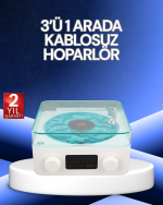 3-1 Kablosuz Bluetooth Hoparlör – Gece Lambalı, Saatli, Retro Tasarım - Görsel 5