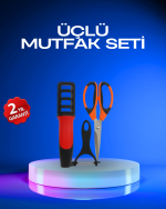 Profesyonel Mutfak Makas Seti –  Kesim Makası + Soyacak + Bileyici - Görsel 5