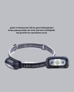 Şarjlı LED Kafa Feneri | 4 Modlu Akıllı Sensörlü Far | Su Geçirmez IPX5 Kamp ve Balıkçı Lambası - Görsel 2
