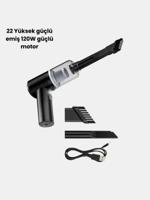 Kablosuz El Süpürgesi – Araç İçi Temizlik İçin 5500PA Güçlü Emiş, USB Şarjlı