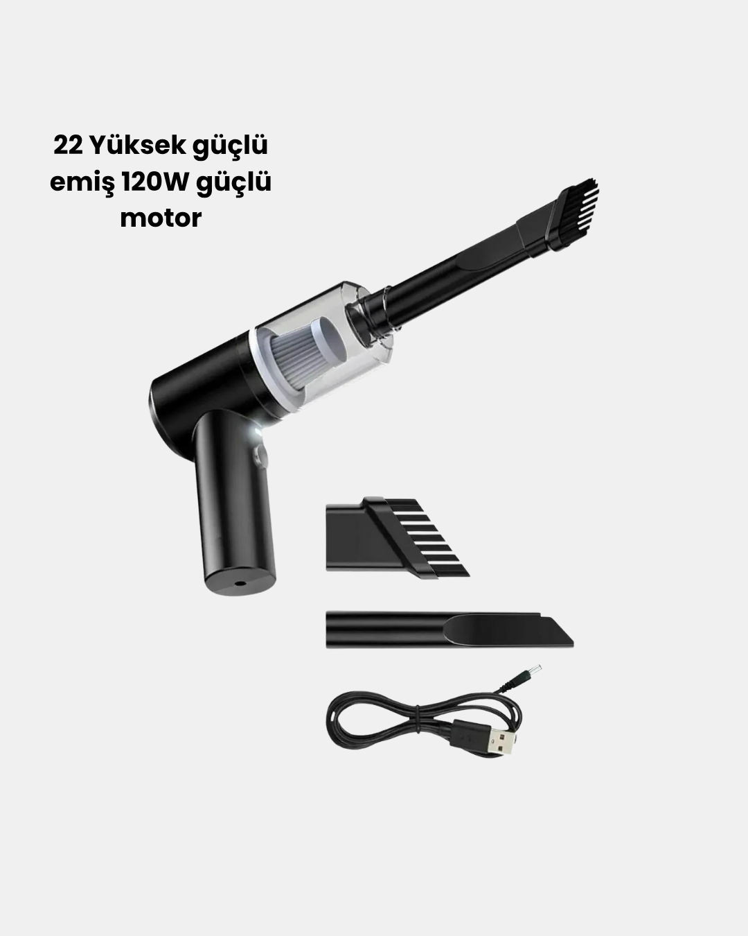 1238883_4-135.png Mini Şarjlı Araç Süpürgesi – 120W Güçlü Motor, 5500PA Vakum Emiş, Yıkanabilir Filtre - Görsel 1