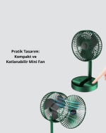 Taşınabilir Şarjlı Mini Fan – Katlanabilir Gövde, 3 Hız Kademesi - Görsel 2