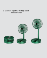 Taşınabilir Şarjlı Mini Fan – Katlanabilir Gövde, 3 Hız Kademesi - Görsel 3