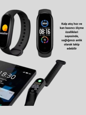 Akıllı Spor Bilekliği – Kalp Atış, Kan Basıncı, Uyku Takip ve Bildirim Özellikli
