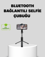 Bluetooth Selfie Çubuğu – 360° Dönebilen Başlık, Kablosuz Bağlantı - Görsel 5