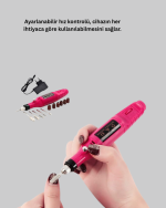 Profesyonel Tırnak Matkap Makinesi – USB Şarjlı, Ayarlanabilir Hız, Düşük Titreşimli ve Sessiz Çalışma - Görsel 4