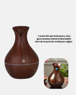 Ahşap Desenli Aromaterapi Difüzör 130 ml Ultrasonik ve 7 Renk LED Işıklı - Görsel 4