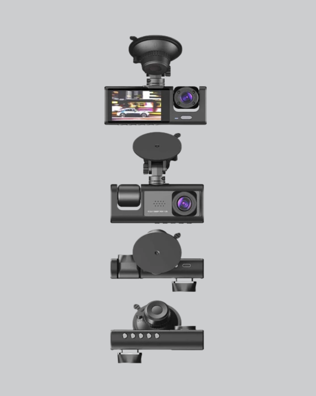 1239200_4-1.png Üç Kameralı Araç DVR Full HD Gece Görüşlü ve 2 inç IPS Ekranlı - Görsel 1