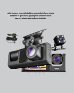 Üç Kameralı Araç DVR Full HD Gece Görüşlü ve 2 inç IPS Ekranlı - Görsel 3