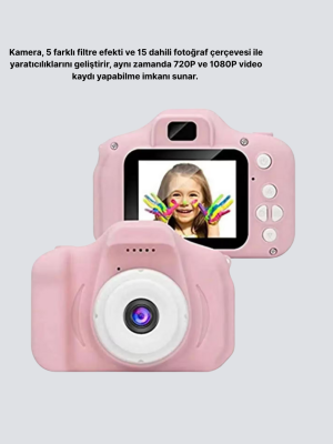 8 Megapiksel Mini Çocuk Kamerası HD Ekranlı Darbeye Dayanıklı ve Şarjlı