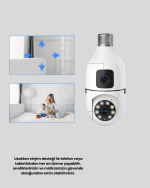 1080P WiFi Ampul Kamera Uzaktan Erişimli Hareket Sensörlü Gece Görüşlü - Görsel 2