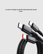 3’ü 1 Arada Hızlı Şarj Kablosu iOS Android Type-C Uyumlu ve Dayanıklı - Görsel 2