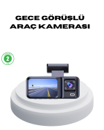 170° Geniş Açılı 3 Kameralı Araç İçi Kayıt Cihazı Gece Görüşlü - Görsel 5