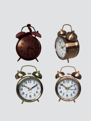 Nostaljik Büyük Boy Metal Masa Saati Bronz Kaplama ve Yüksek Sesli Alarm
