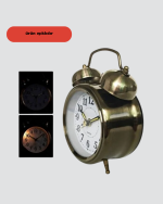 Nostaljik Büyük Boy Metal Masa Saati Bronz Kaplama ve Yüksek Sesli Alarm - Görsel 4