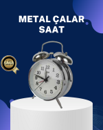 Alarmlı Dekoratif Yuvarlak Masa Saati Gümüş Renk Sessiz ve Işıklı - Görsel 5