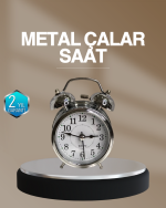Dekoratif Yuvarlak Gümüş Sessiz Işıklı Masa Üstü Çalar Saat Alarmlı ve Şık Tasarım - Görsel 5
