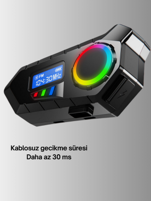 500mAh Bataryalı Bluetooth 5.4  İnterkom LED Ekranlı FM Destekli