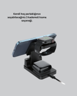 4’ü 1 Arada Kablosuz Şarj İstasyonu – LED Saat Ekranlı, Apple Uyumlu, Akıllı Güvenlik Koruması - Görsel 4