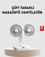 Kablosuz USB Şarjlı 720° Döner Masaüstü Fan – Çift Taraflı Serinlik ve Gece Lambası - Görsel 5
