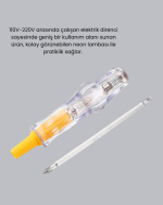 Neon Lambalı Elektrik Kontrol Kalemi Nikel Kaplama 110-220V - Görsel 3