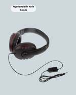 Kırmızı Gaming Headset Mikrofonlu Sağlam Kablolu Konforlu - Görsel 2