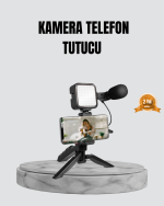 Telefon Video Çekim Kiti LED Aydınlatma Mikrofon Tripodlu Tam Set - Görsel 5