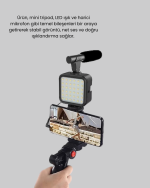 Video Çekim Kiti Tripod LED Işık Harici Mikrofon ve Bluetooth Kumanda Seti - Görsel 3