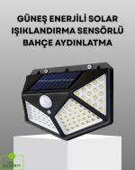 100 LED Solar Lamba Hareket Algılamalı Bahçe Duvar Dış Mekan Aydınlatma - Görsel 5