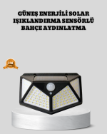 Güneş Enerjili Aydınlatma 100 LED Sensörlü Solar Dış Mekan Lamba - Görsel 5