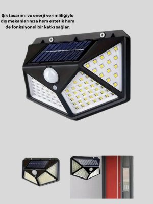 Güneş Enerjili Aydınlatma 100 LED Sensörlü Solar Dış Mekan Lamba