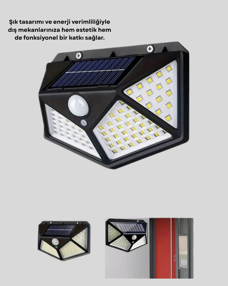 1241364_4-158.png Güneş Enerjili Aydınlatma 100 LED Sensörlü Solar Dış Mekan Lamba - Görsel 1