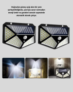 Solar Bahçe Lambası 100 LED Hareket Sensörlü Güneş Enerjili Aydınlatma - Görsel 3