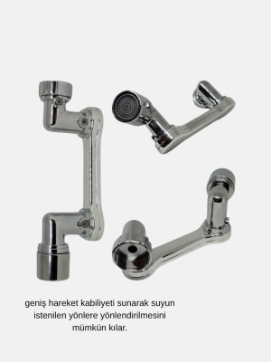 1080° Dönebilen Musluk Ucu – Su Tasarruflu, Esnek ve 360° Çift Eksenli Başlık (Kopya)