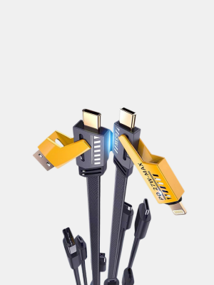 65W Çoklu Şarj Kablosu 4’ü 1 Arada Örgülü Hızlı Veri Aktarım USB-C USB-A