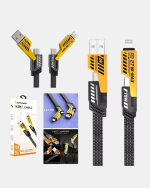 65W Çoklu Şarj Kablosu 4’ü 1 Arada Örgülü Hızlı Veri Aktarım USB-C USB-A - Görsel 3
