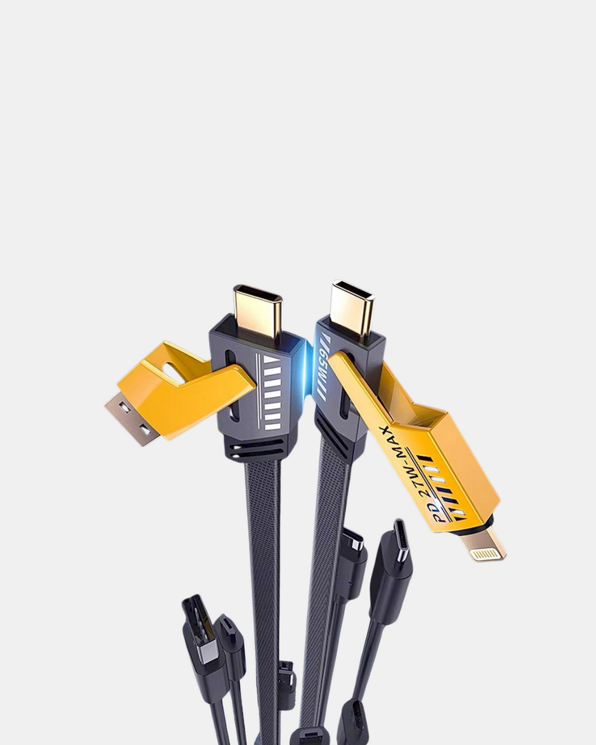 1242206_4-189.png 65W 4’ü 1 Arada Örgülü Hızlı Şarj Kablosu USB-C USB-A Çoklu Şarj Dayanıklı - Görsel 1