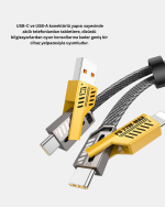 65W 4’ü 1 Arada Örgülü Hızlı Şarj Kablosu USB-C USB-A Çoklu Şarj Dayanıklı - Görsel 4
