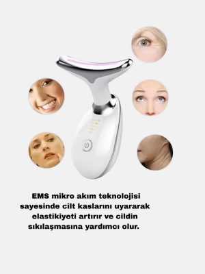 Boyun ve Gıdı Toparlayıcı EMS Cilt Sıkılaştırıcı 7000 Titreşim Isı Terapisi