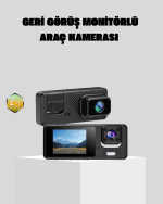Full HD 3'lü Araç Kamerası Geri Görüş Destekli Park Modlu 1080P DVR - Görsel 5
