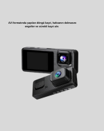 3 Kameralı Araç DVR 1080P Ön + HD Arka + İç Kamera Döngü Kayıt 2’’ Ekran - Görsel 2